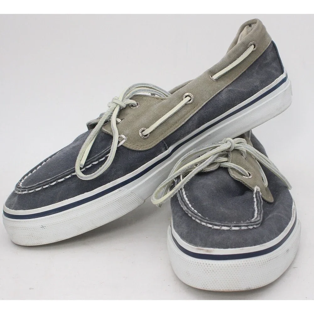 Sperry Shoes Men's Size 11.5 M Top Sider Blue Grey Boat Shoe 2 Eye Canvas